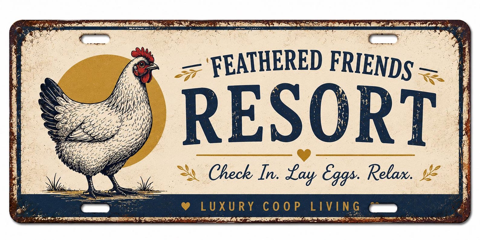 Chicken Resort Metal Sign, Farmhouse Coop Decor, Vintage Hen Art, Backyard Poultry Gift