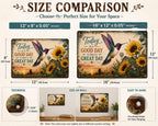 Sunflower Hummingbird Metal Sign, Rustic Farmhouse Wall Decor, Inspirational Quote (12x8 inches)