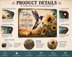 Sunflower Hummingbird Metal Sign, Rustic Farmhouse Wall Decor, Inspirational Quote (12x8 inches)