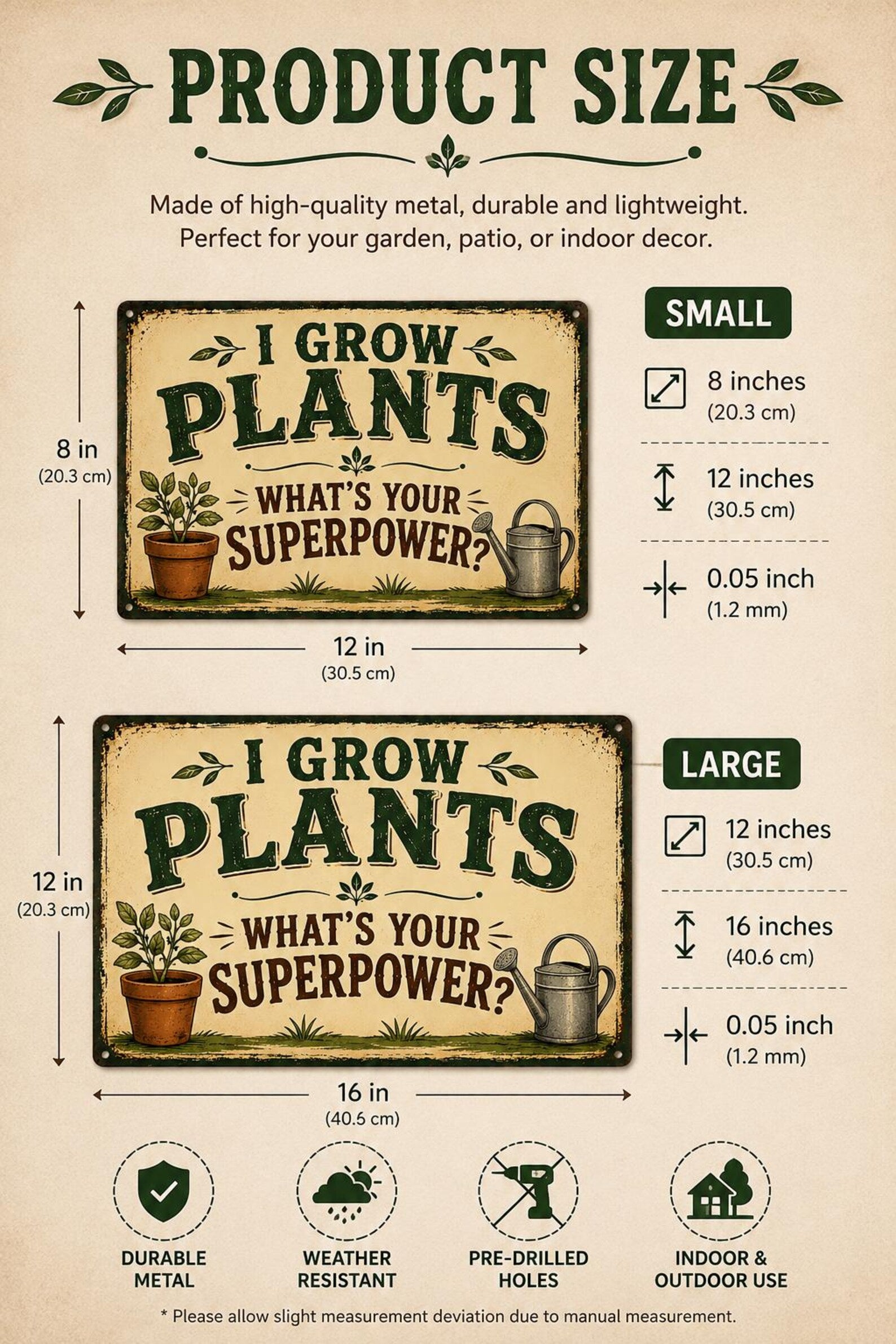I Grow Plants Metal Sign, Funny Gardening Decor, Plant Lover Wall Art
