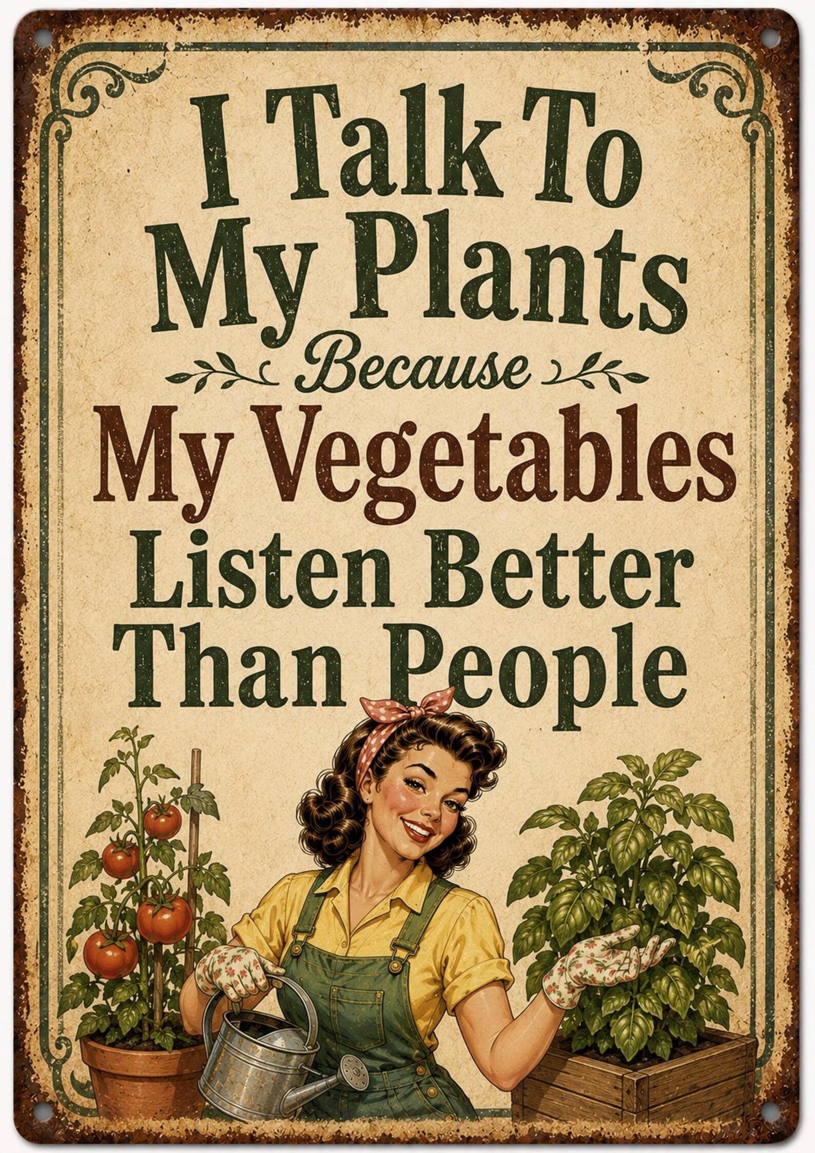Funny Gardening Metal Sign, Vintage Farmhouse Plant Lover Decor