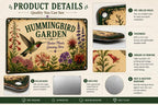 Hummingbird Garden Metal Sign, Vintage Nectar Plant Yard Art, Pollinator Flower Plaque