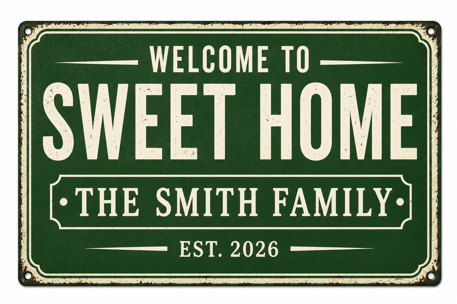 Personalized Family Name Metal Sign, Custom Established Date Plaque, Rustic Home Decor