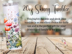 Personalized Wildflower Tumbler: 20oz Stainless Steel, Boho Floral