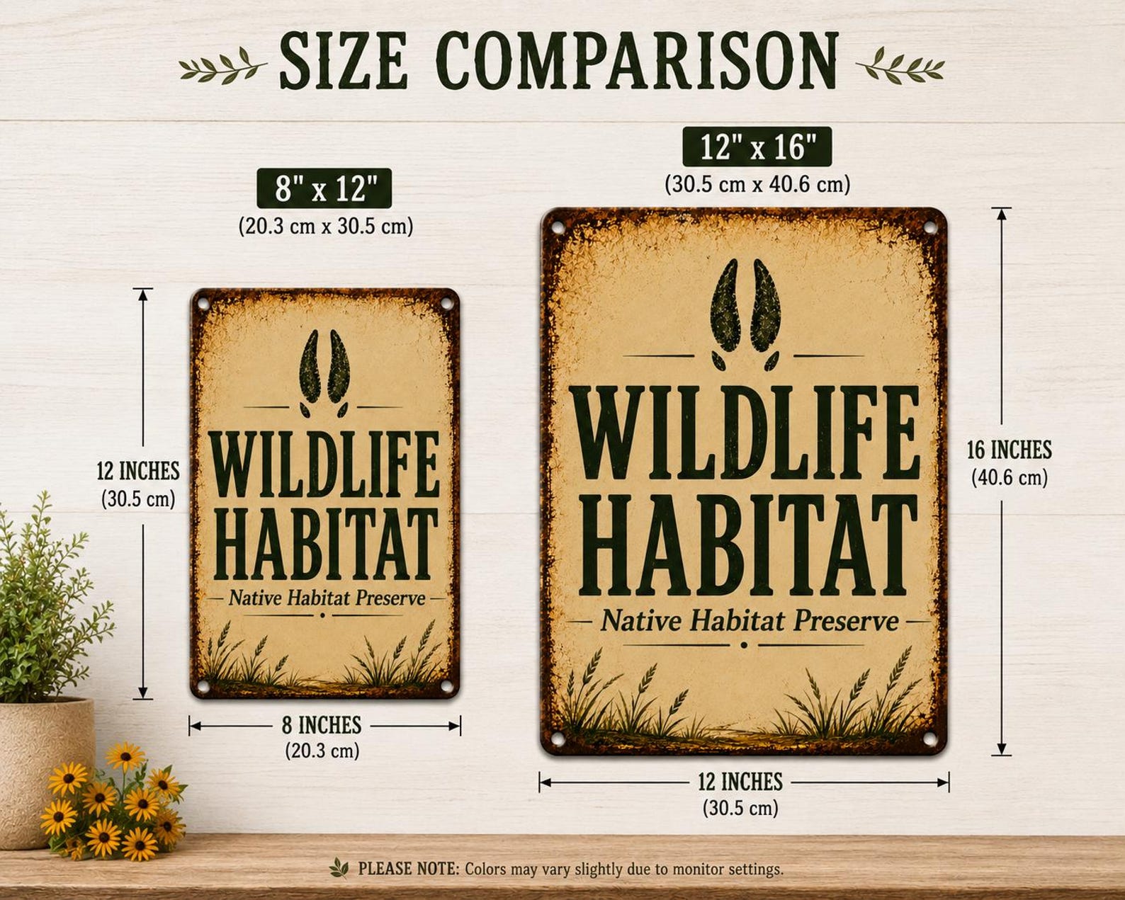 Vintage Wildlife Habitat Metal Sign, Rustic Native Preserve Plaque