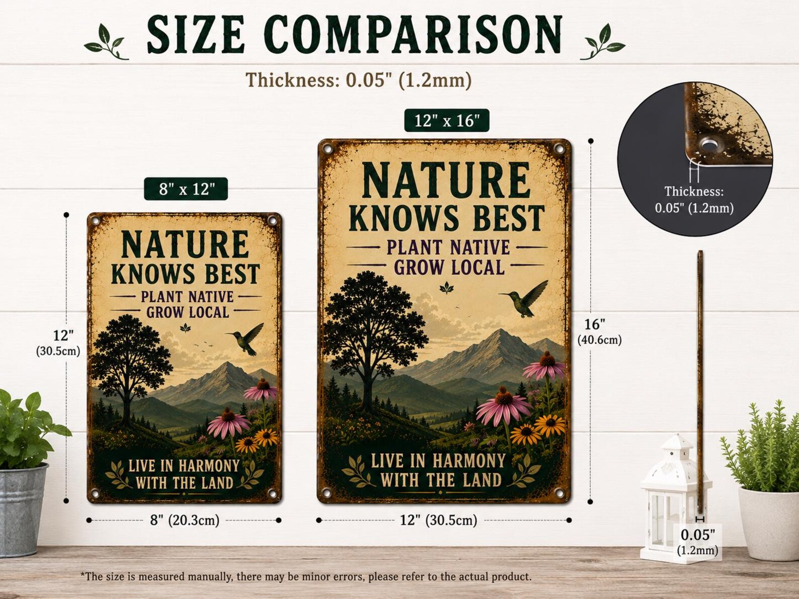 Vintage Nature Metal Sign, Plant Native Grow Local Garden Plaque