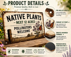 Pollinator Welcome Metal Sign, Native Plants Garden Decor, Rustic Farmhouse Wall Plaque, Butterfly Meadow Yard Sign, Wildlife Habitat Gift