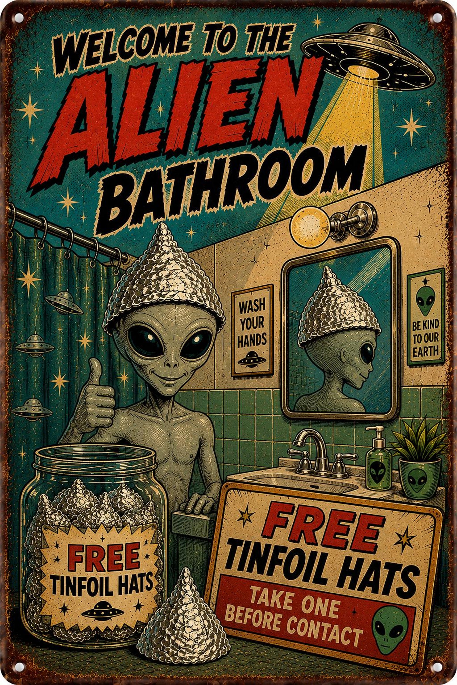 Inspired by Andrea welcome to the alien family free tinfoil hat stake one!Made from Recycled Alien Spacecraft