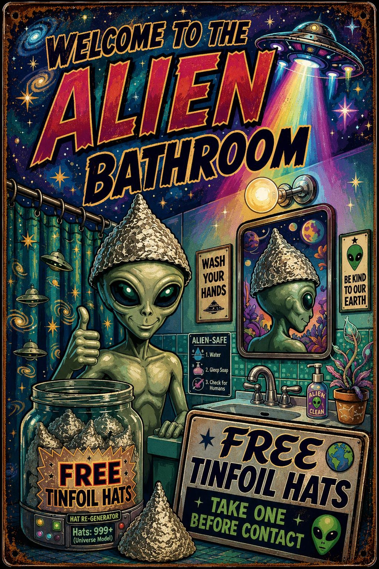 Inspired by Andrea welcome to the alien family free tinfoil hat stake one!Made from Recycled Alien Spacecraft
