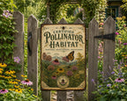 Certified Pollinator Habitat Metal Sign, Native Plant Garden Decor, Monarch Butterfly Wall Art, Bee Friendly Outdoor Plaque Gift