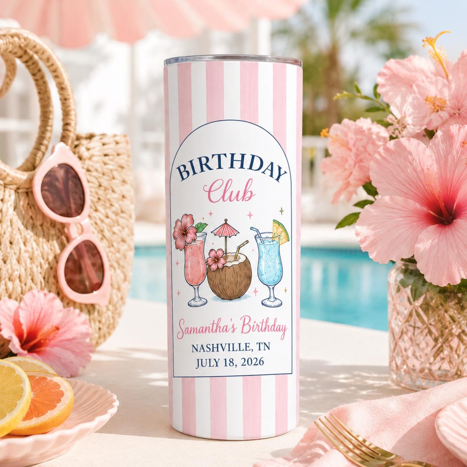 Personalized Birthday Tumbler, Custom Birthday Club Gift, Girls Trip Birthday Favors, Personalized Birthday Trip Souvenir, Girls Trip Gift