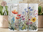 Personalized Wildflower Tumbler: 20oz Stainless Steel, Boho Floral