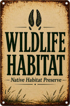 Vintage Wildlife Habitat Metal Sign, Rustic Native Preserve Plaque
