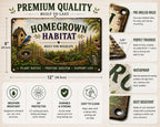 Homegrown Habitat Metal Sign, Built for Wildlife Garden Decor, Native Plant Farmhouse Plaque