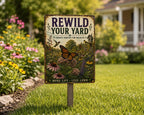 Native Wildlife Garden Metal Sign, Rewild Your Yard Decor, Pollinator Paradise Plaque