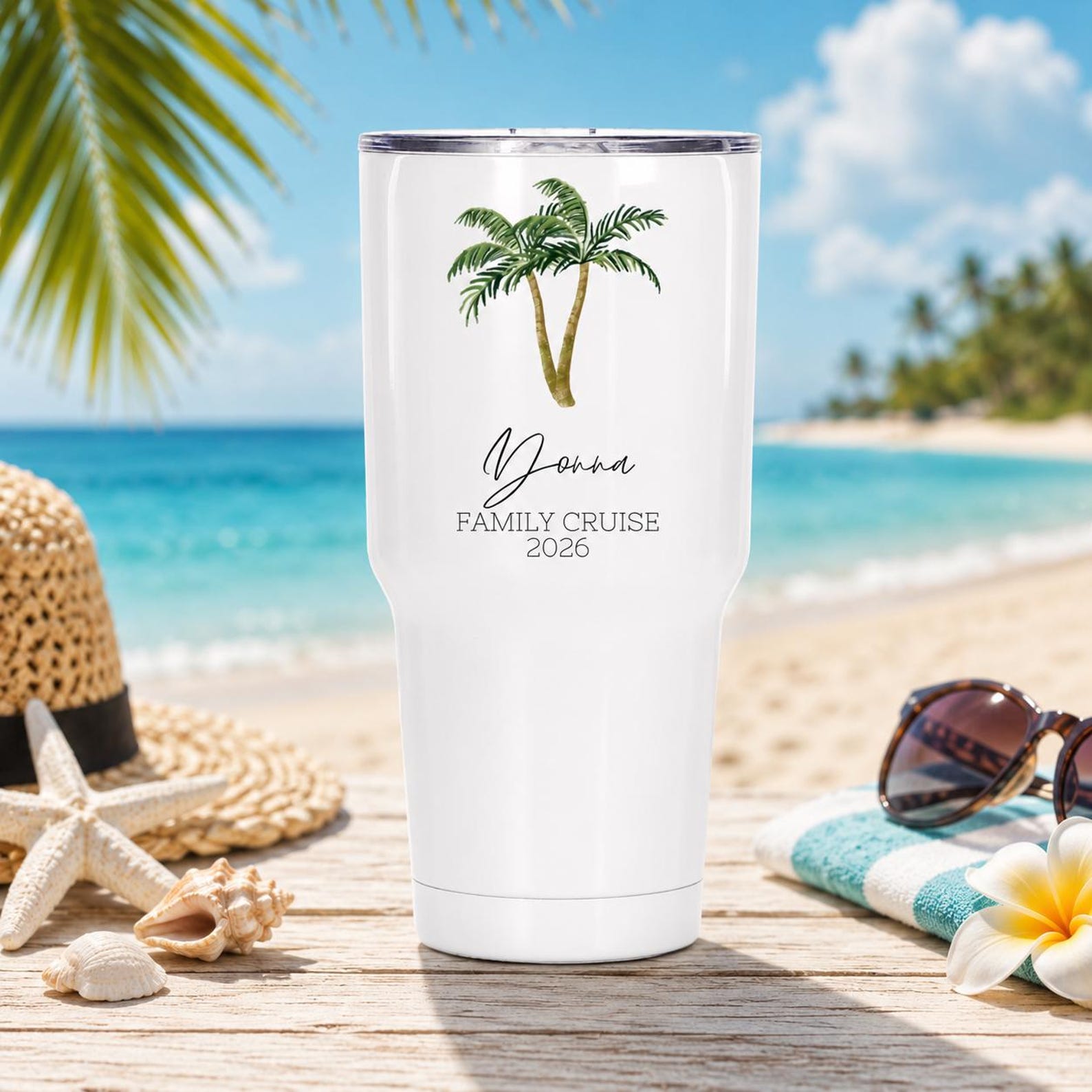 Custom Vacation Tumbler - Personalized Name -  Matching Beach Vacation -  Spring Break - Bachelorette Girls Trip 20 oz Skinny Tumblers