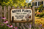 Pollinator Welcome Metal Sign, Native Plants Garden Decor, Rustic Farmhouse Wall Plaque, Butterfly Meadow Yard Sign, Wildlife Habitat Gift
