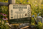 Native Ecosystem Restoration Site Metal Sign, Ecological Research Garden Decor, Rewilding Wildlife Habitat Wall Plaque Gift