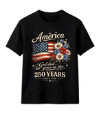 America 250 Years Floral Flag USA 250th Anniversary Patriotic T-Shirt