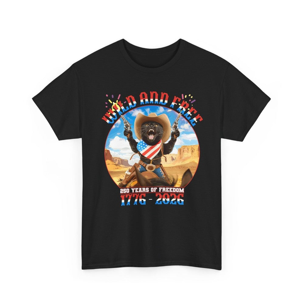 Patriotic Black Cat USA 250th Anniversary 1776-2026 Freedom Men's T-Shirt