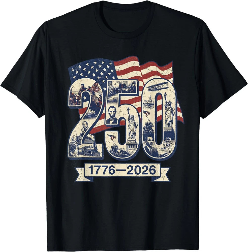 250 Years American Flag USA 250th Anniversary Patriotic 4th of July T-Shirt