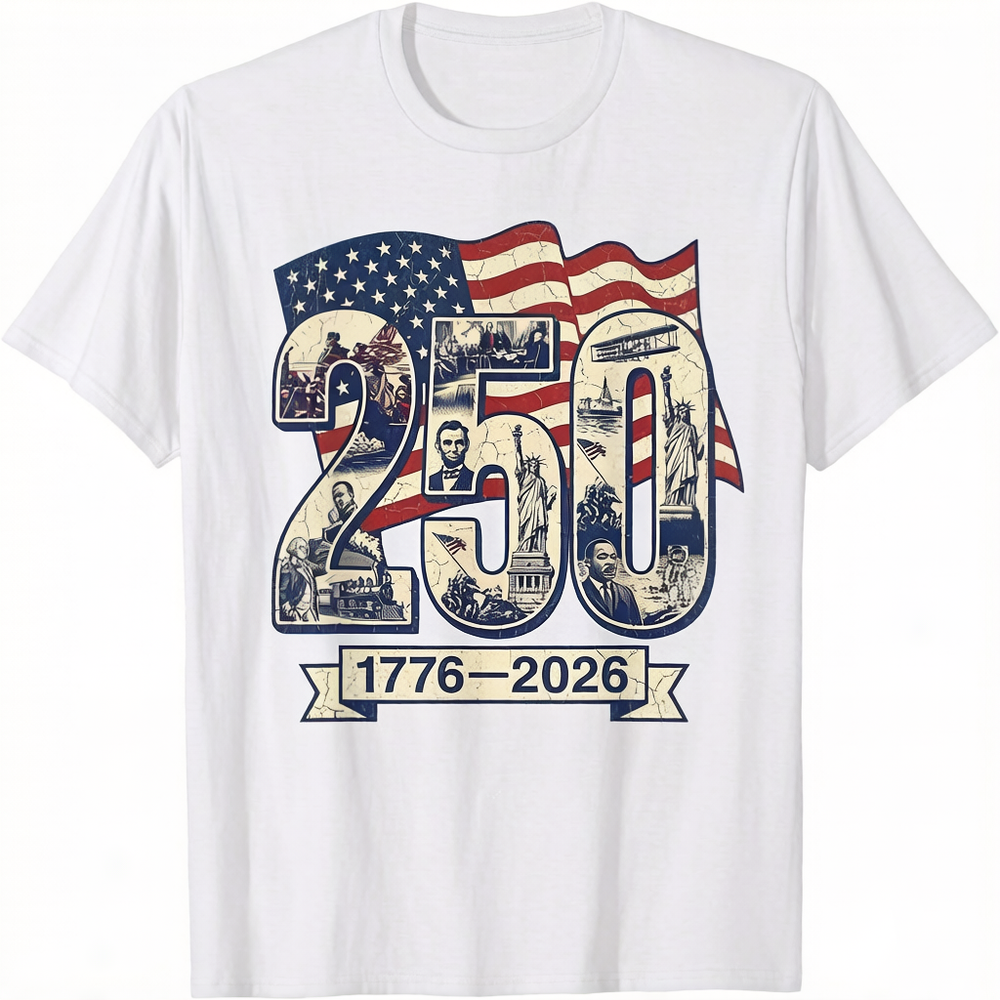 250 Years American Flag USA 250th Anniversary Patriotic 4th of July T-Shirt