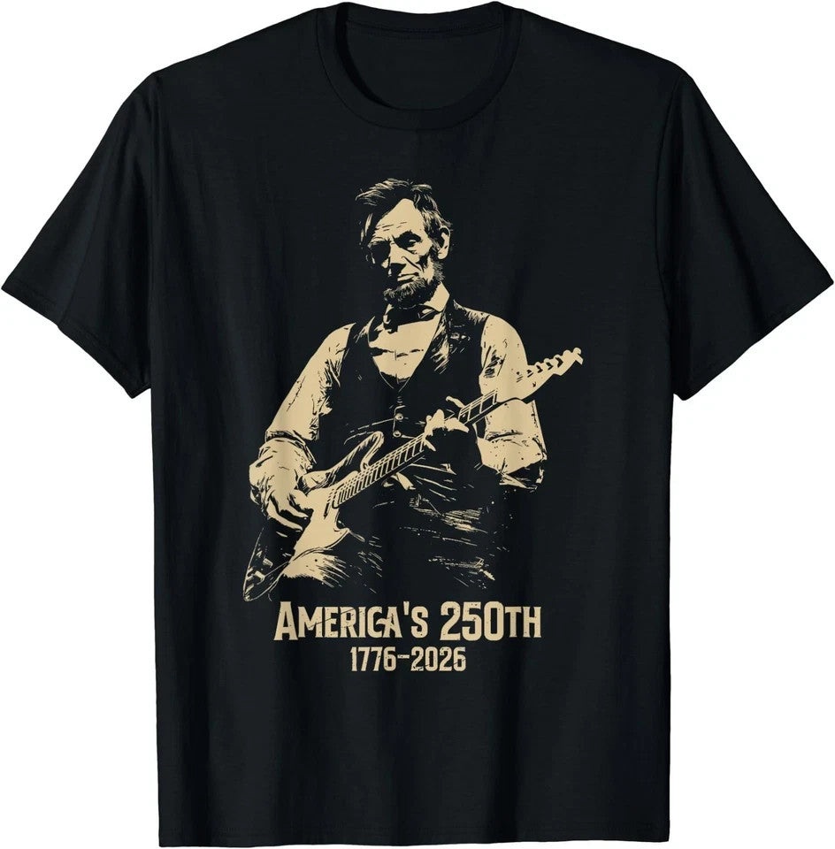 Abraham Lincoln Guitar USA 250th Anniversary Patriotic 4th of July T-Shirt