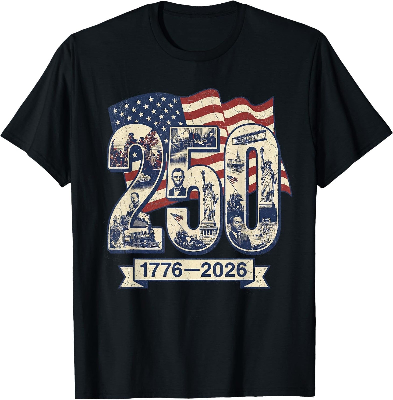 250 Years American Flag USA 250th Anniversary Patriotic 4th of July T-Shirt