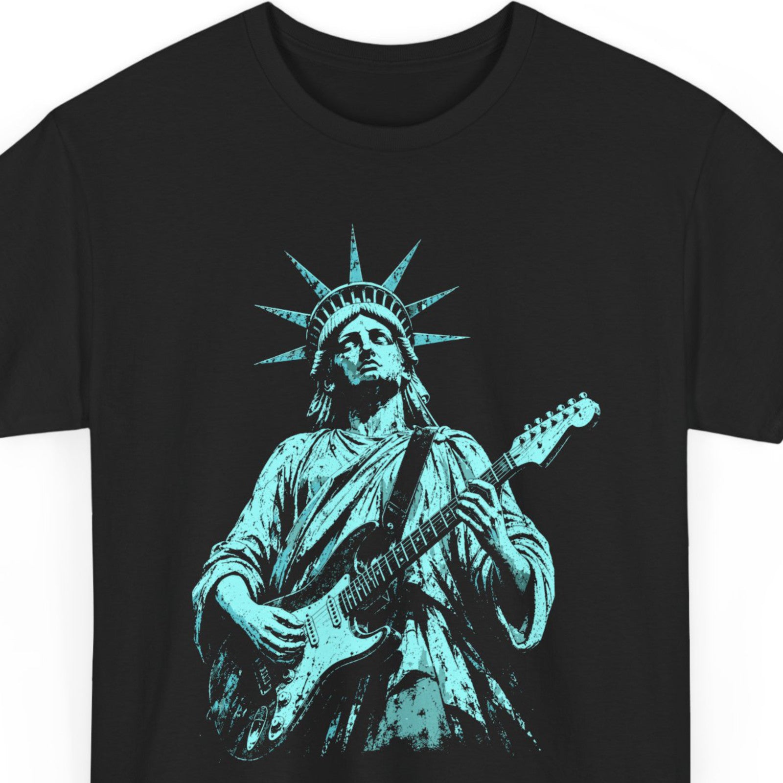 Men's 250 Years of Freedom Statue of Liberty Guitar Graphic Patriotic T-Shirt