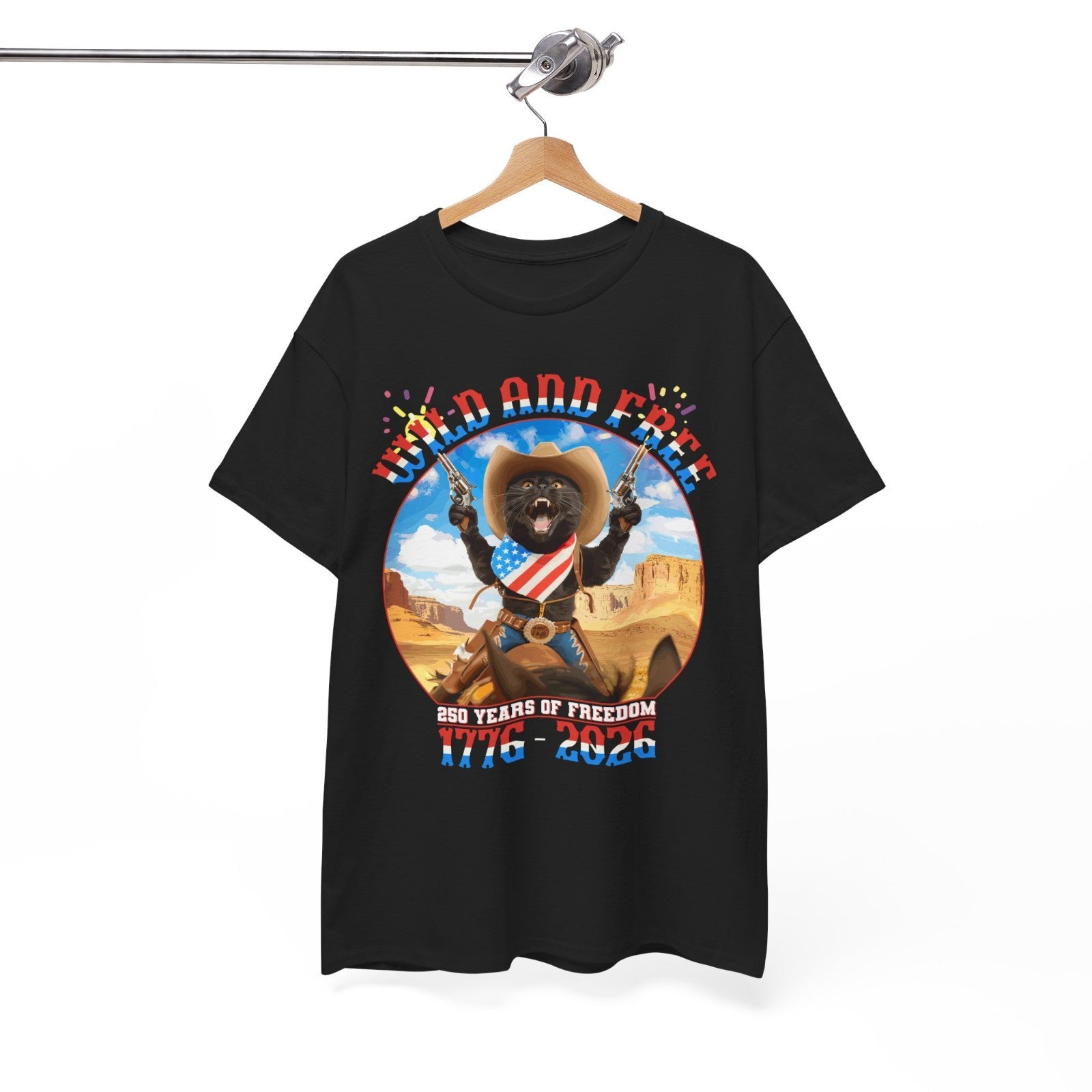 Patriotic Black Cat USA 250th Anniversary 1776-2026 Freedom Men's T-Shirt