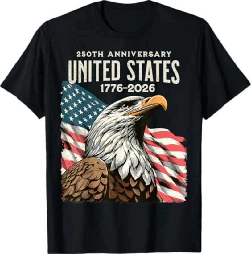 USA 250th Anniversary Flag Patriotic 4th of July Independence T-Shirt