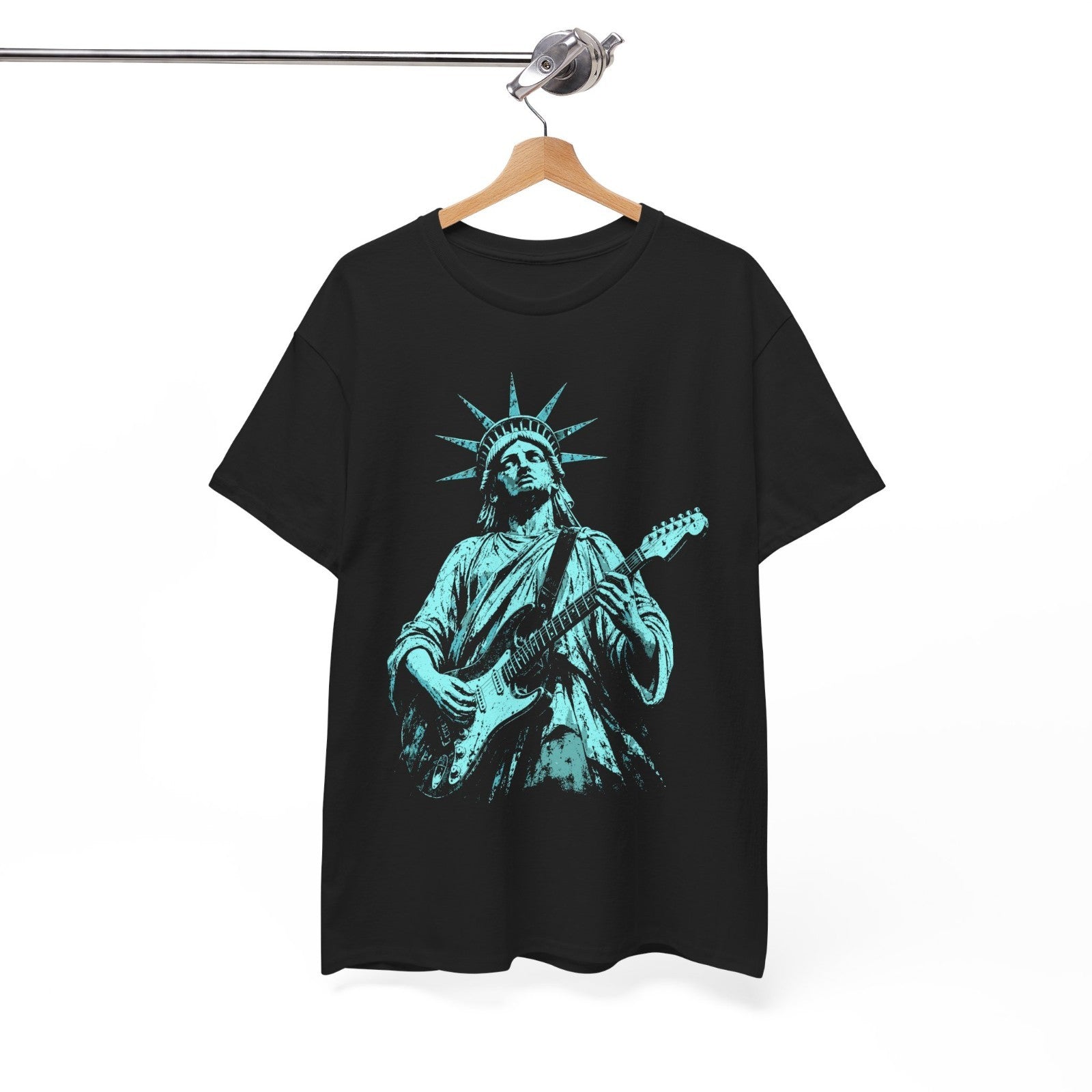 Men's 250 Years of Freedom Statue of Liberty Guitar Graphic Patriotic T-Shirt