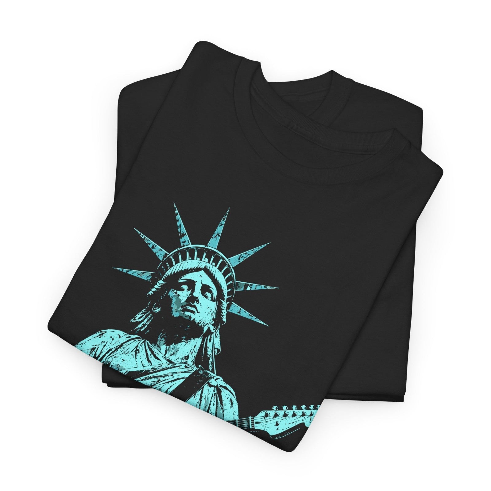Men's 250 Years of Freedom Statue of Liberty Guitar Graphic Patriotic T-Shirt