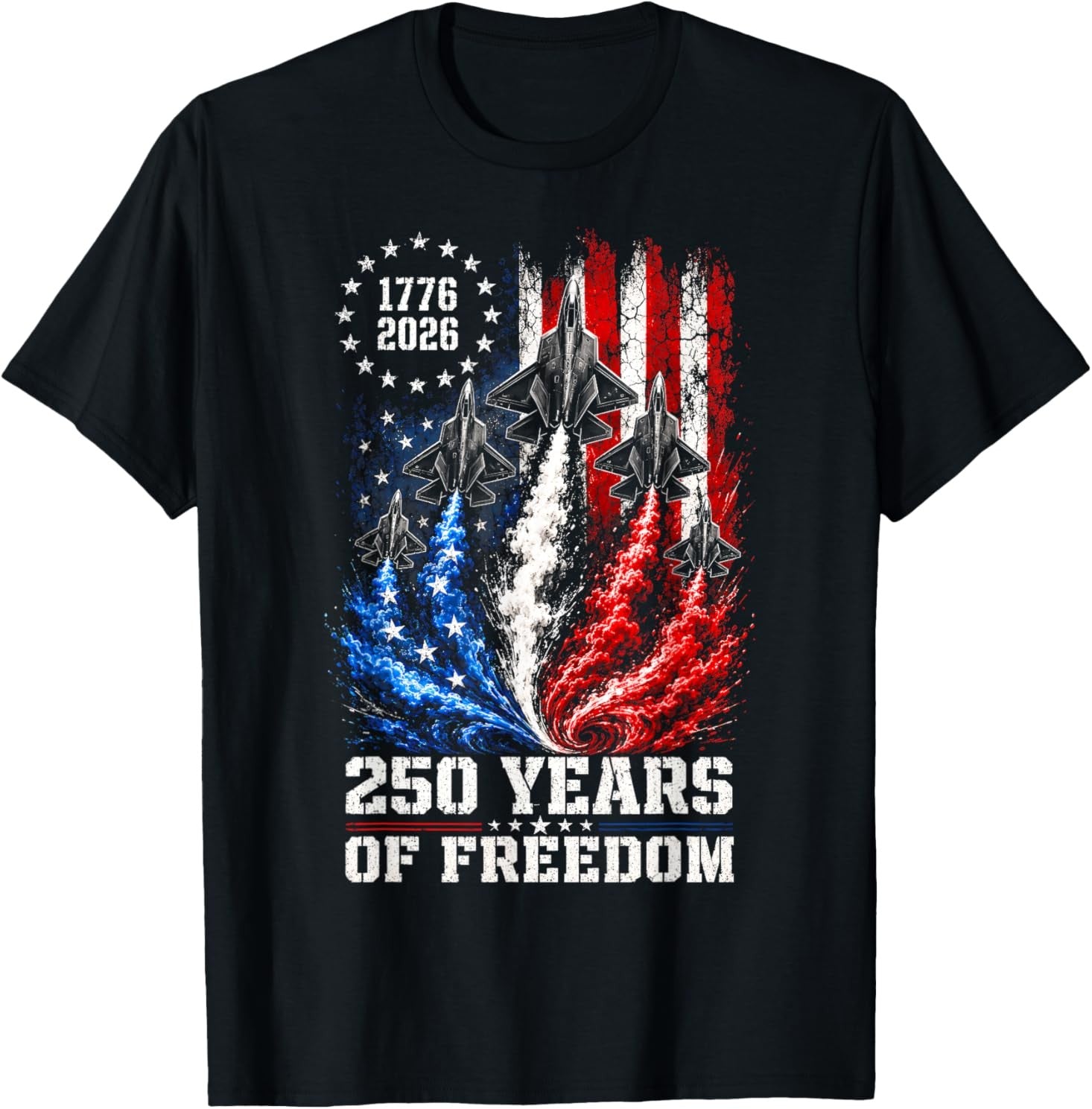 USA 250th Anniversary Flag Fighter Jet 1776-2026 Patriotic T-Shirt