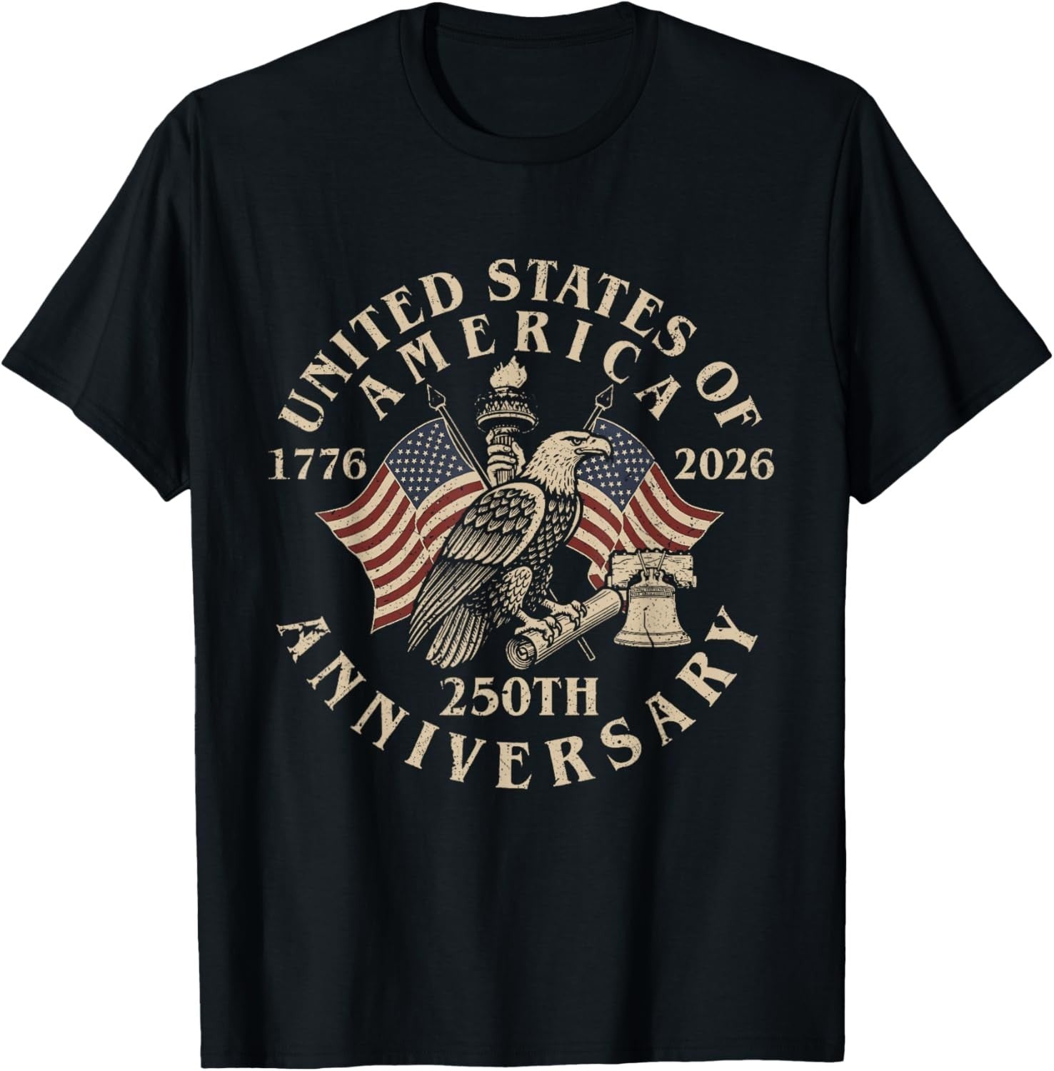 Vintage USA 250th Anniversary T-Shirt 1776-2026 Patriotic Independence Tee