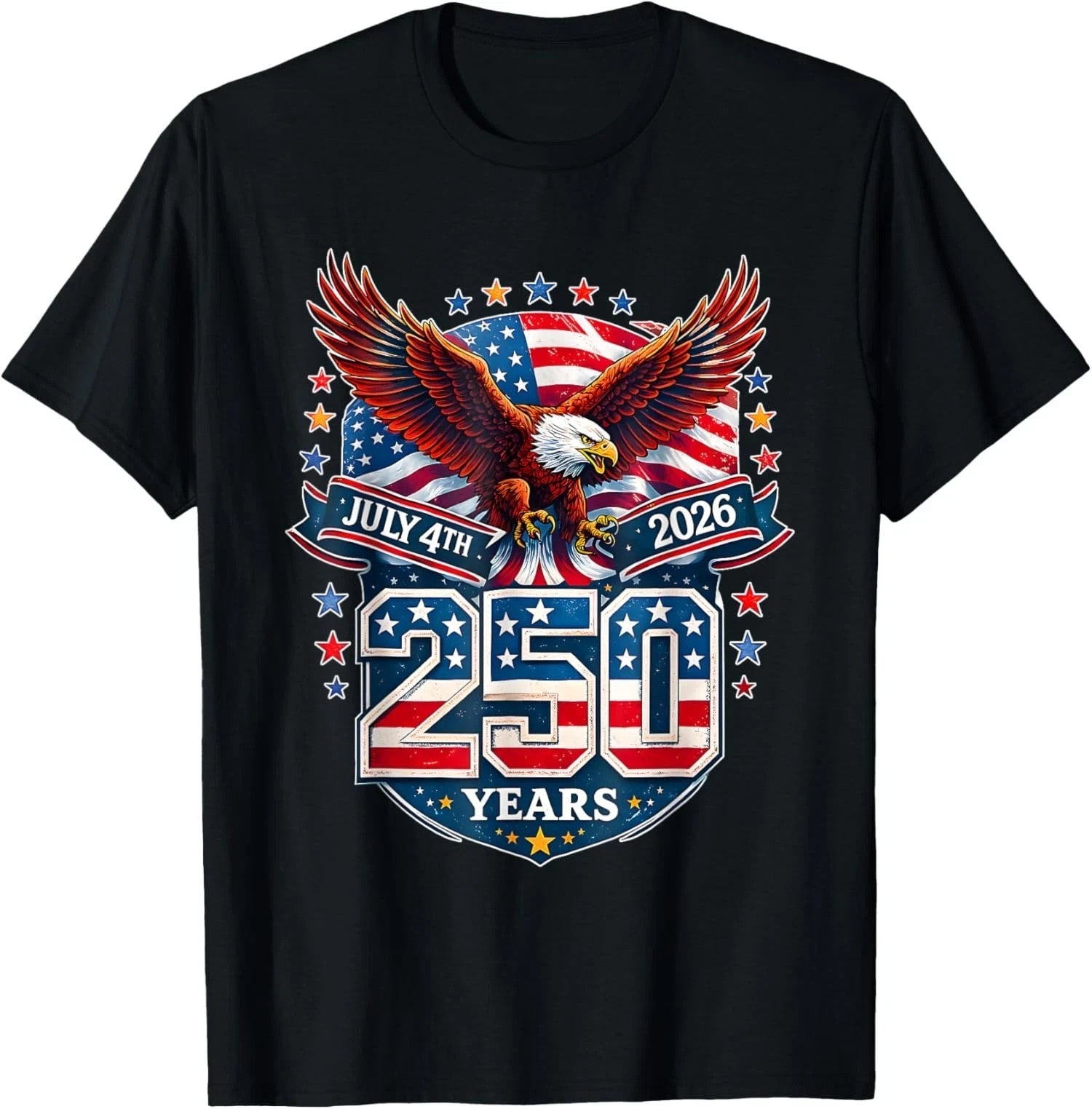USA 250th Anniversary Flag T-Shirt 1776-2026 Patriotic 4th of July Tee