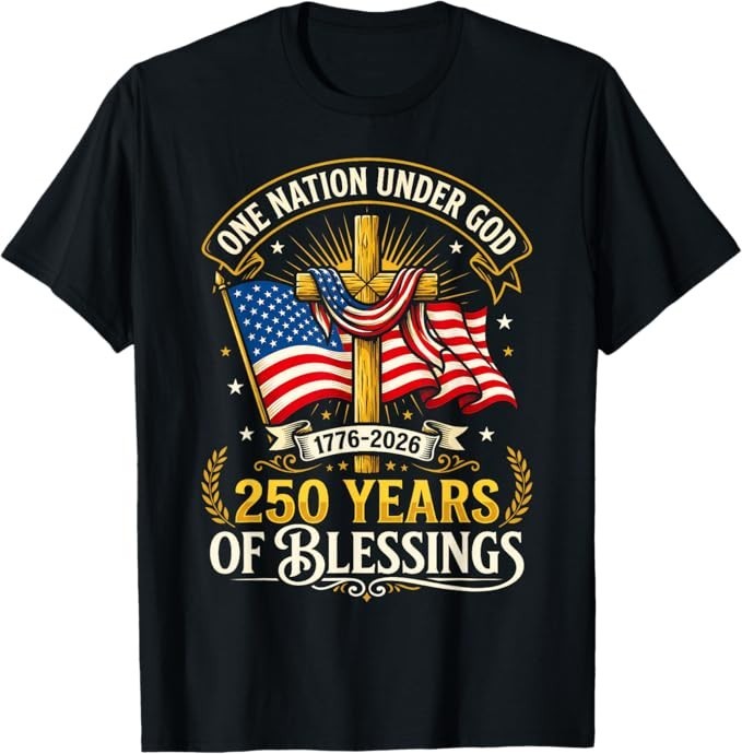 USA 250th Anniversary Christian God Freedom Flag 1776-2026 Men's T-Shirt