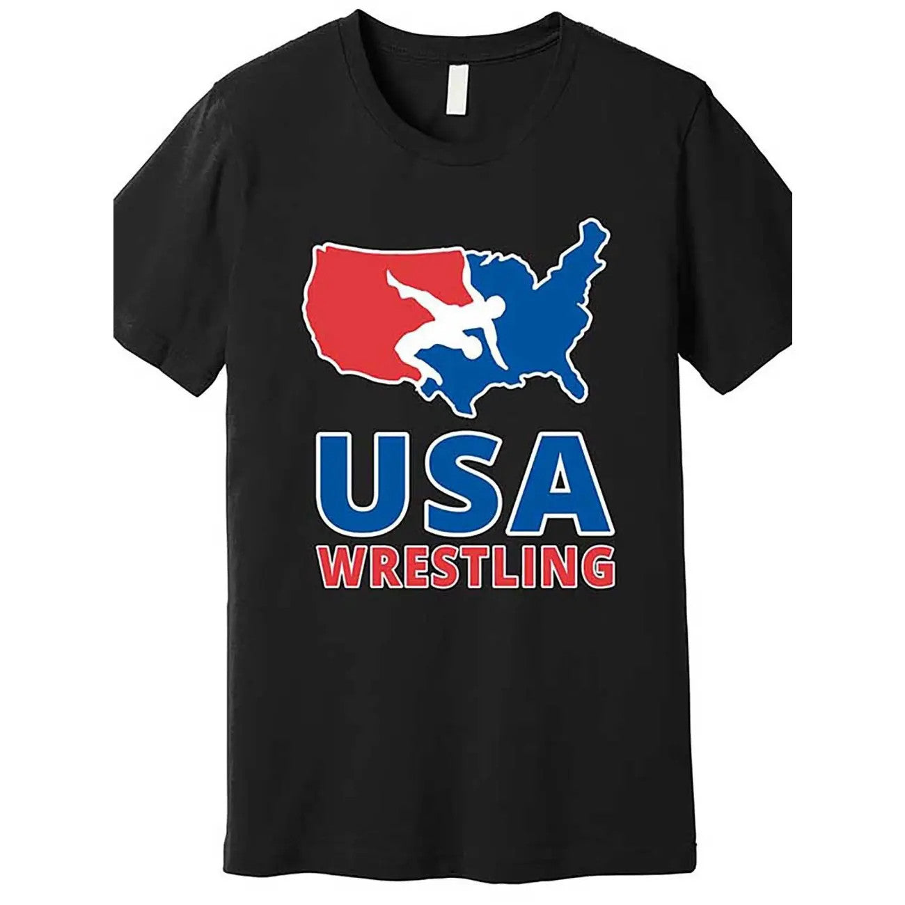 USA Wrestling Graphic T-Shirt Black Retro Sports Casual Tee