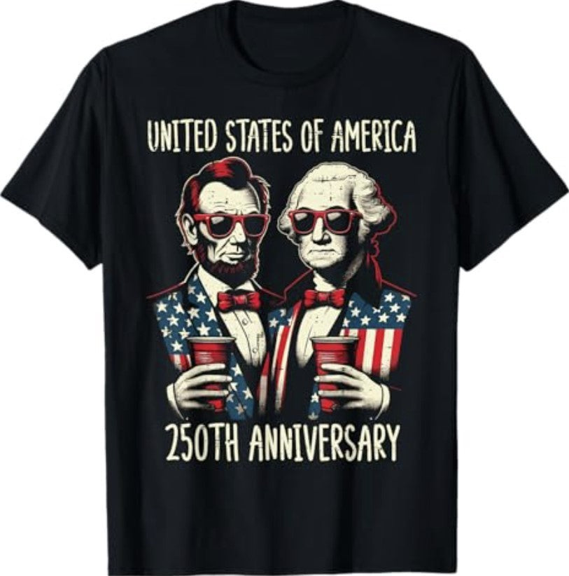 USA 250th Anniversary Lincoln Washington T-Shirt Patriotic 1776-2026 Tee